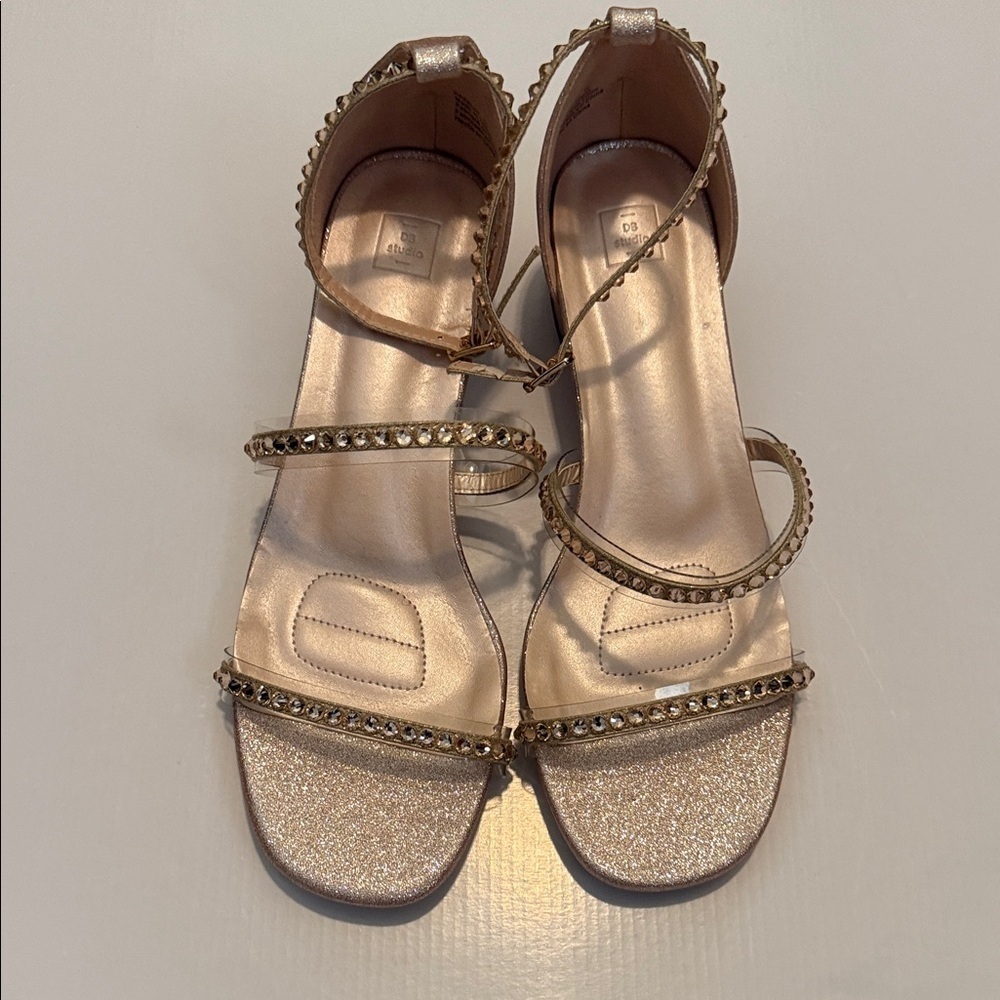 David's Bridal Rose Gold Glitter Block Heels